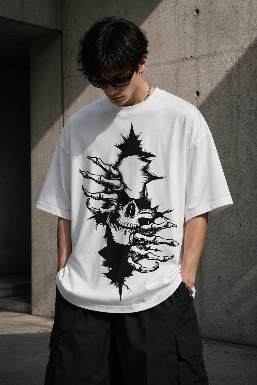 Picture of Skull Graphic Oversized T-Shirt | Gothic Streetwear Tee | Premium 260 GSM Cotton Unisex