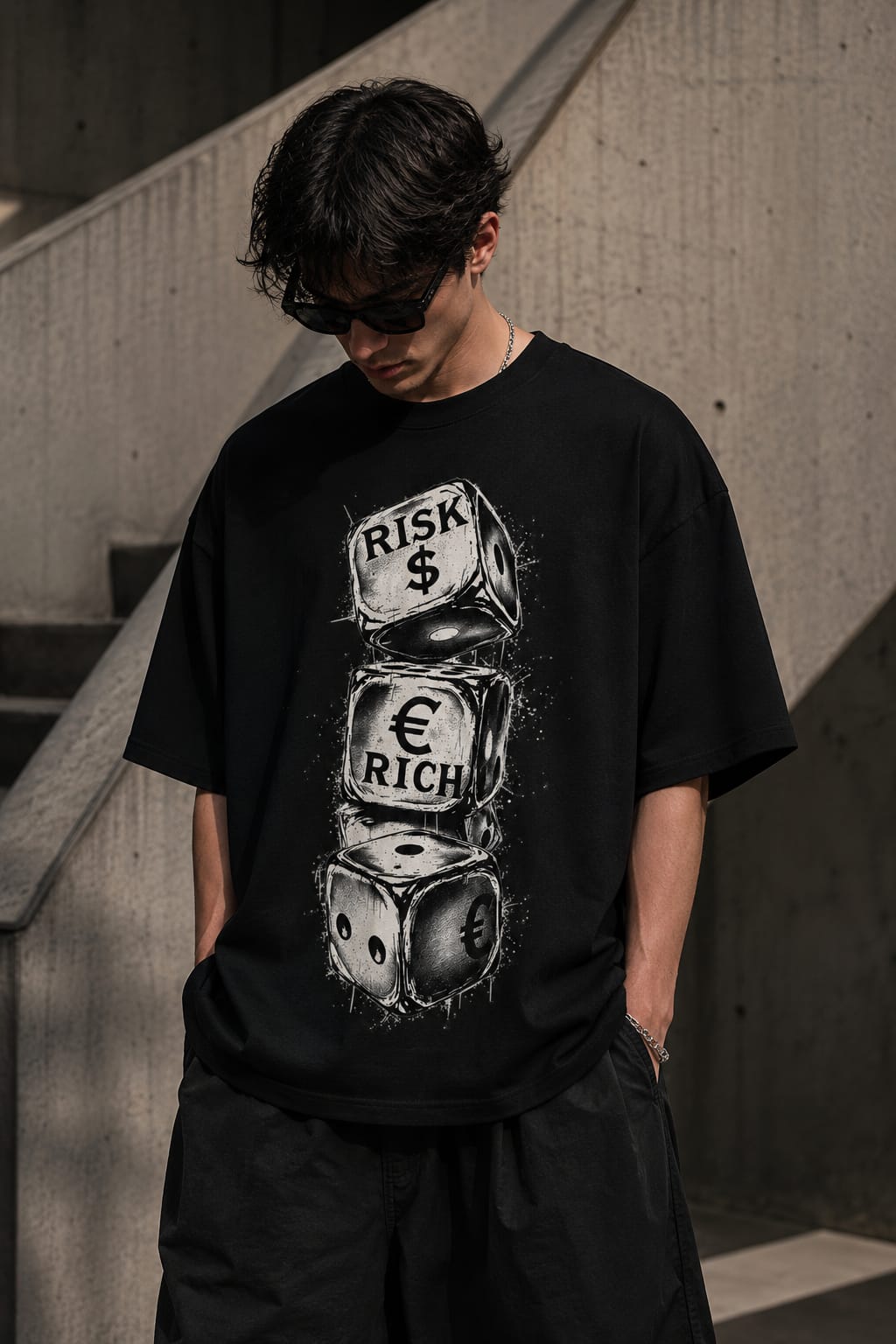 Picture of Risk Rich Oversized T-Shirt | Entrepreneur Mindset Graphic Tee | Premium 260 GSM Cotton Unisex