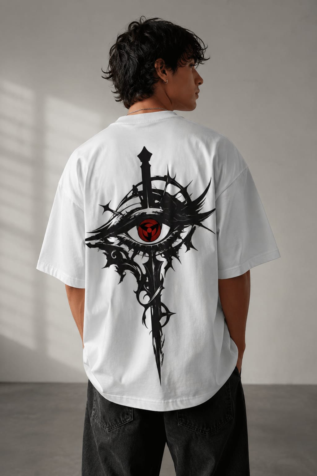 Picture of Shadow Eye Oversized T-Shirt | Dark Anime Graphic Streetwear Tee | Premium 260 GSM Cotton Unisex