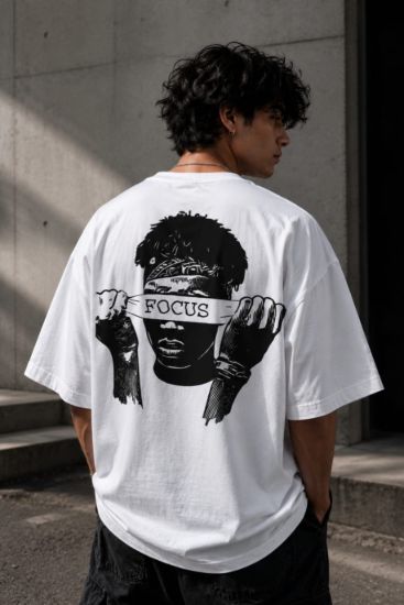 Picture of Focus Oversized T-Shirt | Motivational Graphic Streetwear Tee | Premium 260 GSM Cotton Unisex